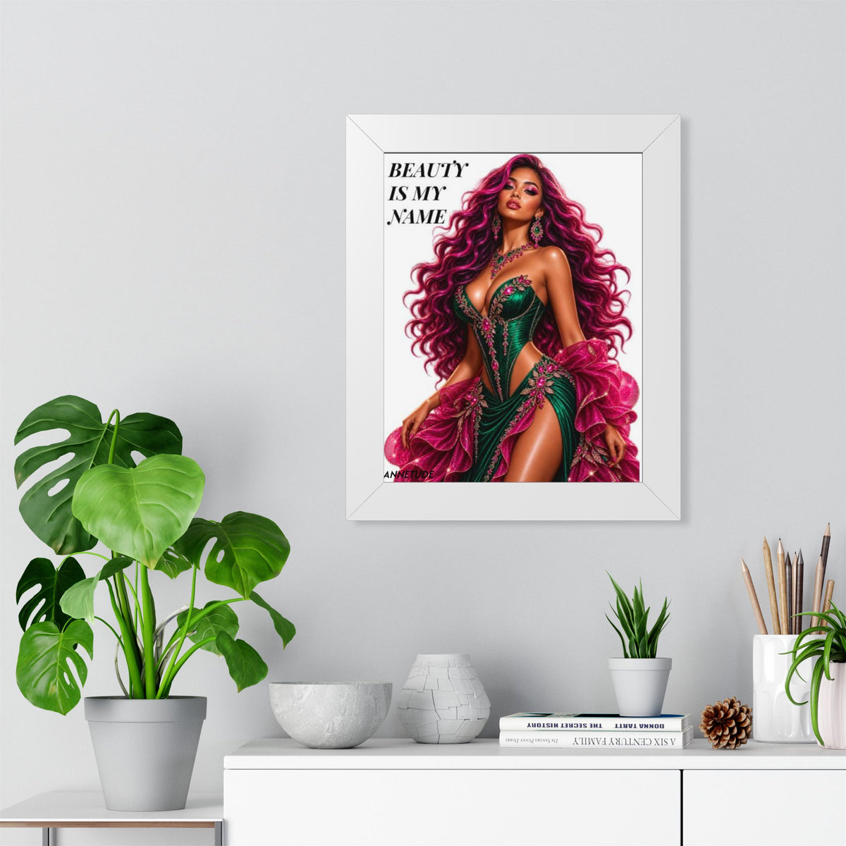 Framed Poster - "Beauty Is My Name" Glamorous Femme Portrait Art Print