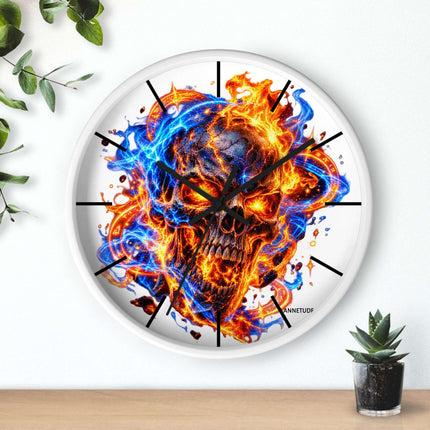Flaming Skull Wall Clock — Fire & Ice Gothic — view 12