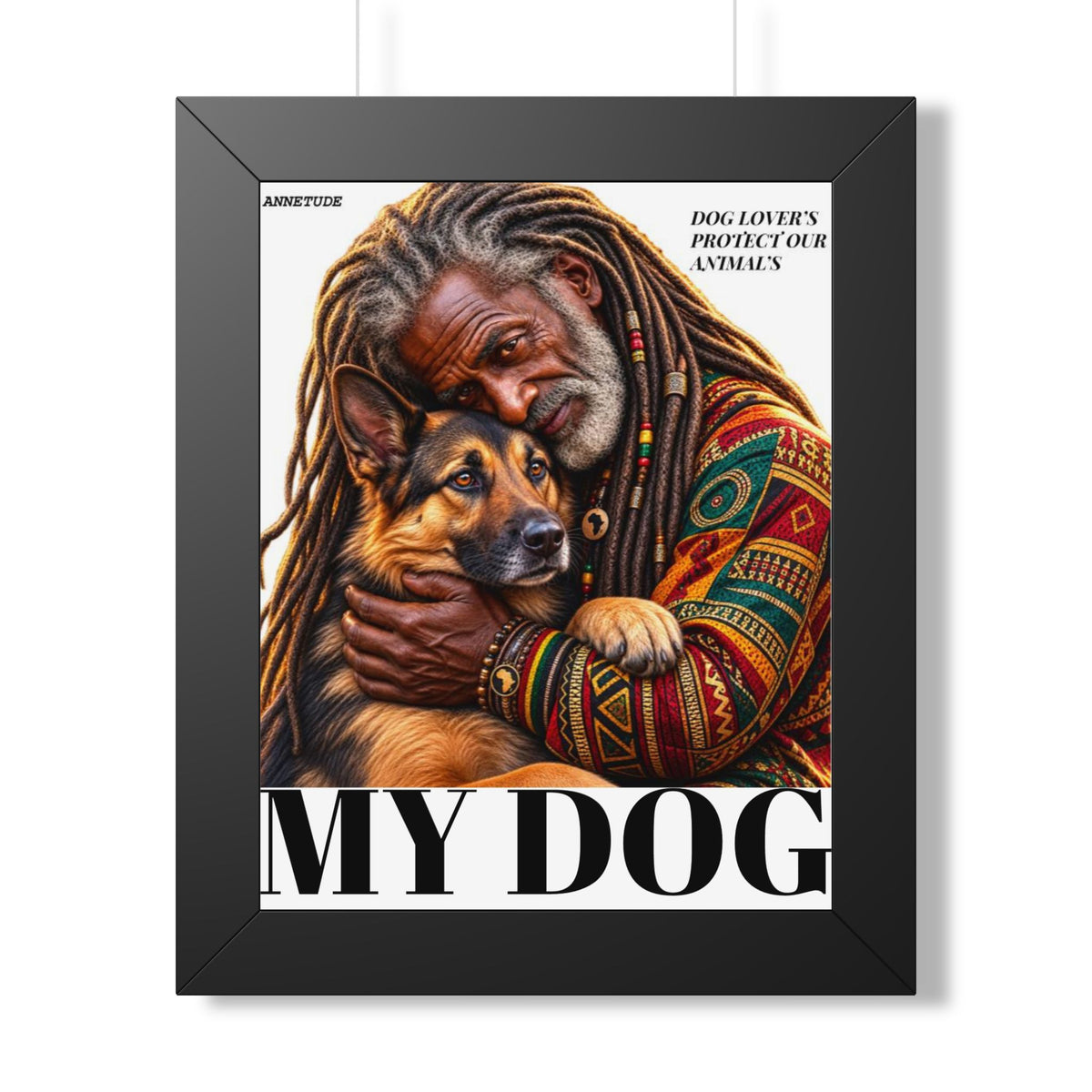 Framed Poster — 'Dog Lover’s Protect Our Animals' Portrait