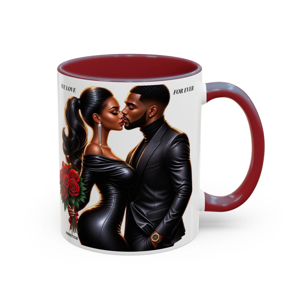 Romantic Black Couple Accent Coffee Mug - 'We Love Forever' 11/15oz