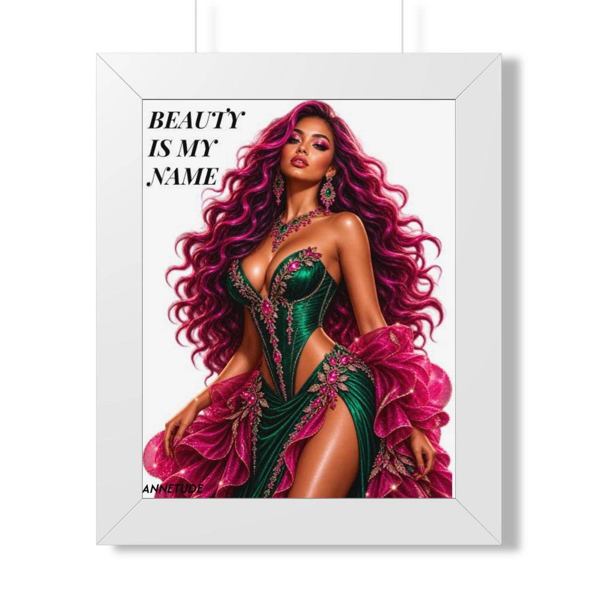 Framed Poster - "Beauty Is My Name" Glamorous Femme Portrait Art Print