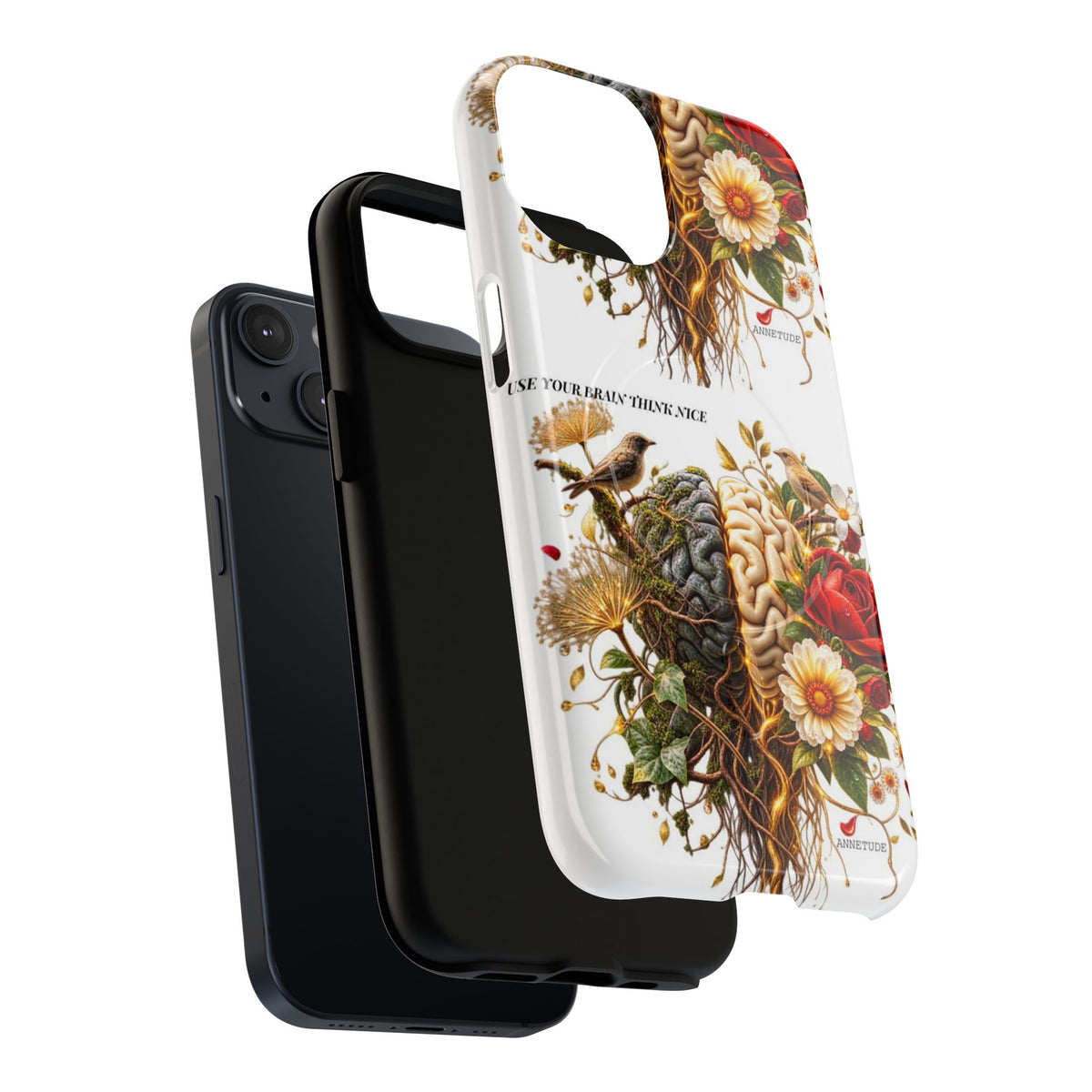 Phone Case — 'Use Your Brainy Think, Son' Floral Brain Magnetic Case