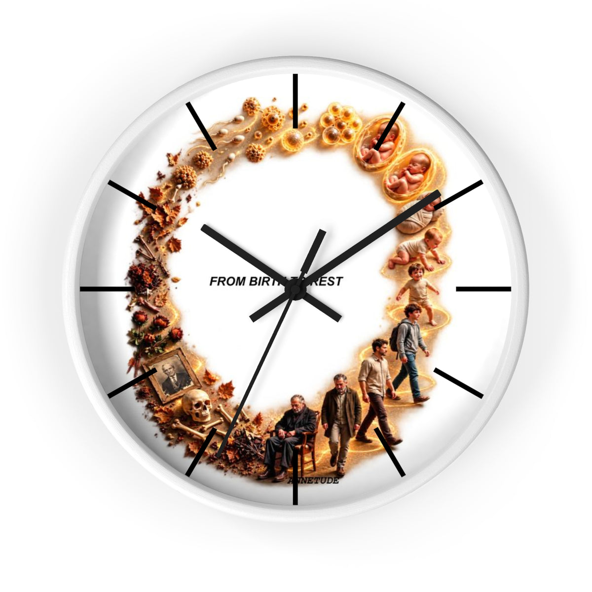 Wall Clock — 'From Birth to Rest' Time Cycle Decorative Clock