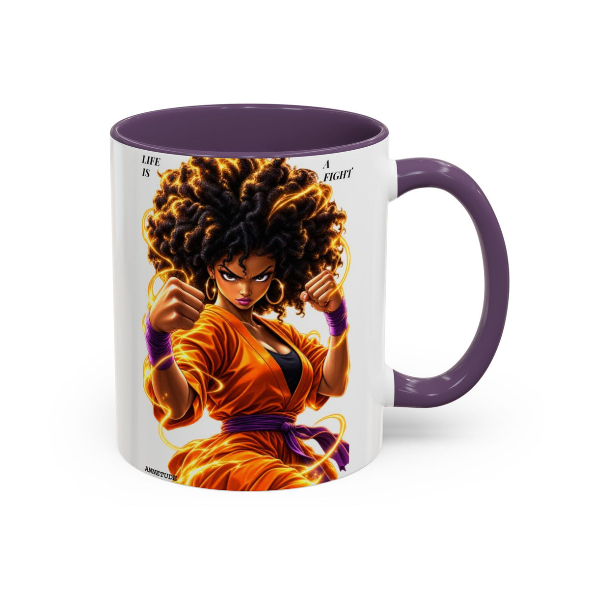 Coffee Mug — Fierce Afro Warrior Illustration Accent Mug (11/15oz)