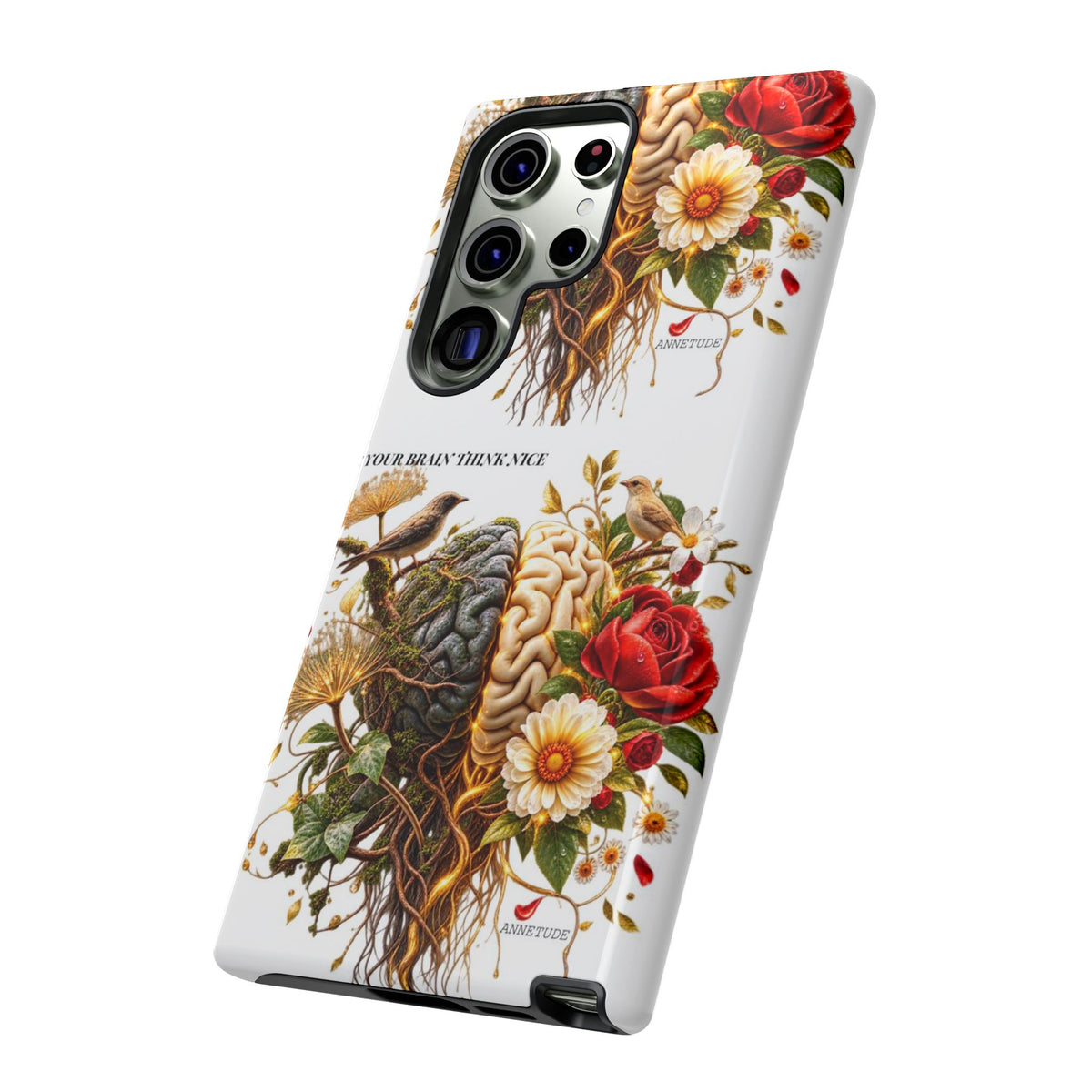 Phone Case — Floral Brain Illustration Protective Cover