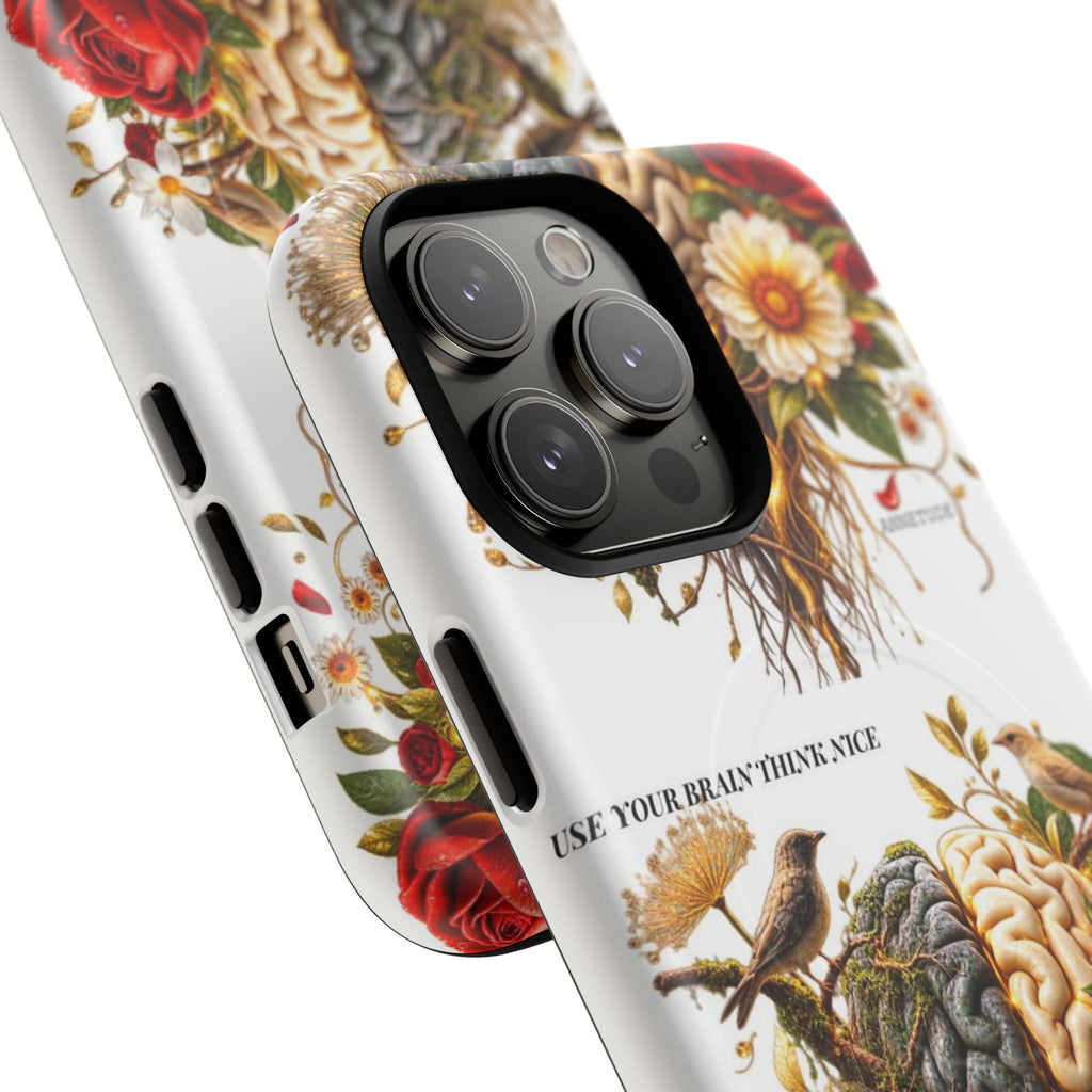 Phone Case — 'Use Your Brainy Think, Son' Floral Brain Magnetic Case