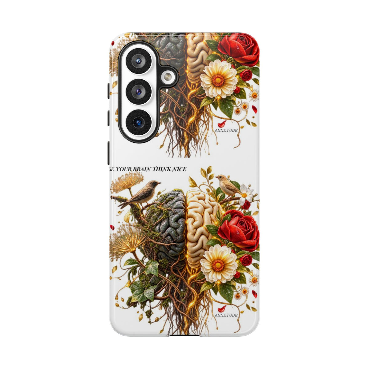 Phone Case — Floral Brain Illustration Protective Cover