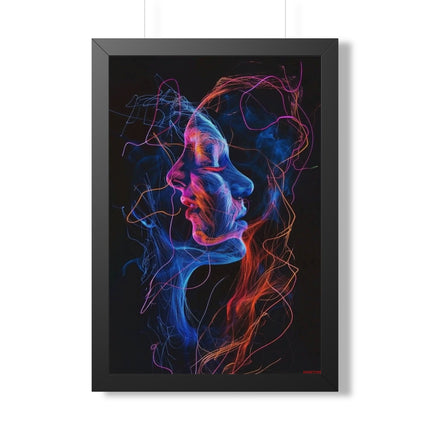 Framed Neon Abstract Woman Vertical Poster