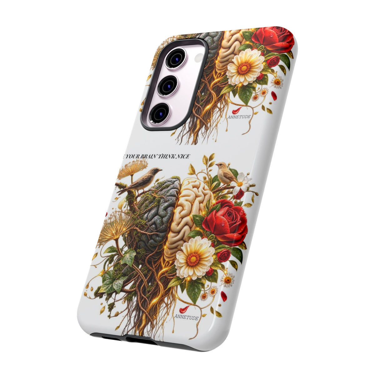 Phone Case — Floral Brain Illustration Protective Cover