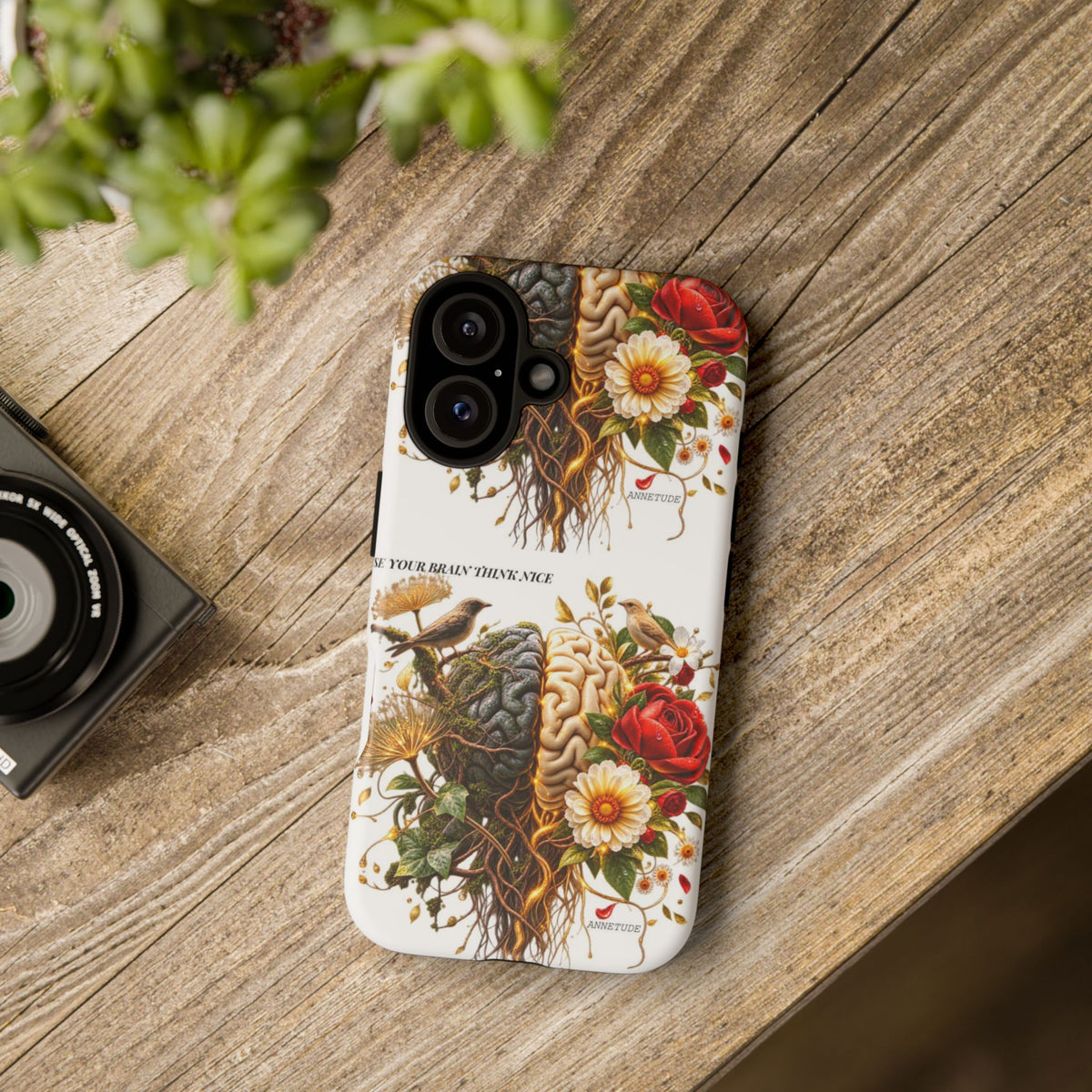 Phone Case — Floral Brain Illustration Protective Cover
