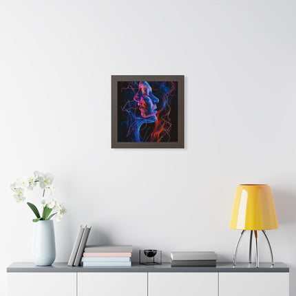 Framed Neon Abstract Woman Vertical Poster