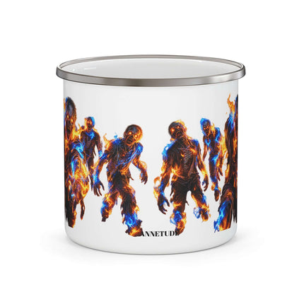 Enamel Mug — Fiery Zombie Camping Coffee Cup