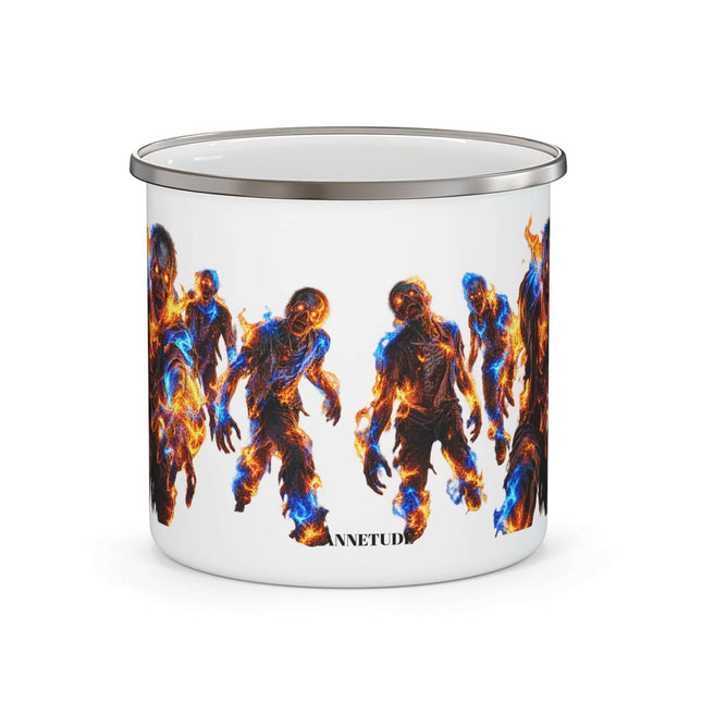 Enamel Mug — Fiery Zombie Camping Coffee Cup