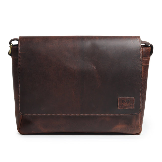 Sitka Buffalo Leather Laptop Messenger Bag – Dark Brown, 15.6-Inch Fit