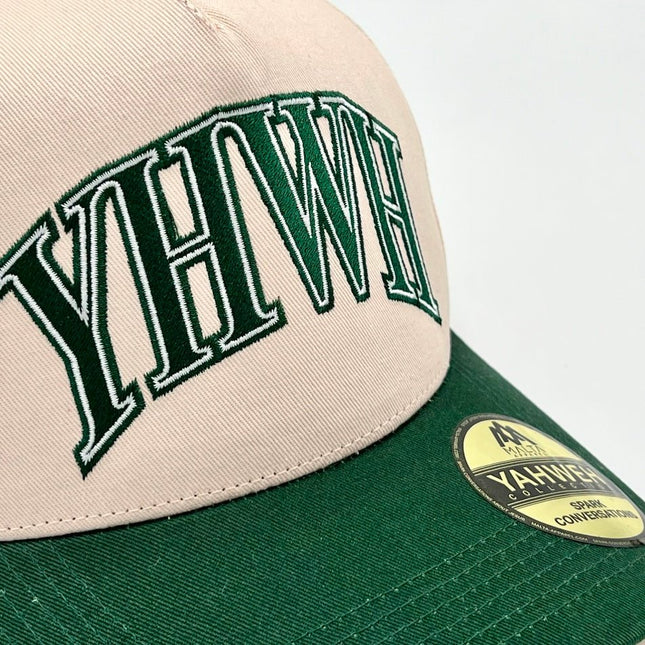 ‘YHWH’ Structured SnapBack - Cream/Billiard Green — view 2